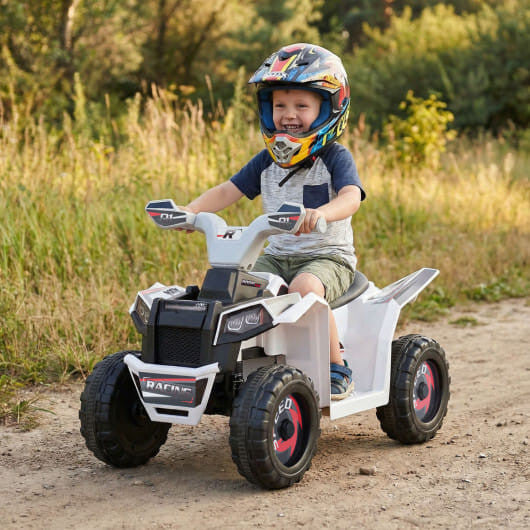 6V Kinder Elektrische ATV Quad Car mit abnehmbarem Anhänger-Weiß