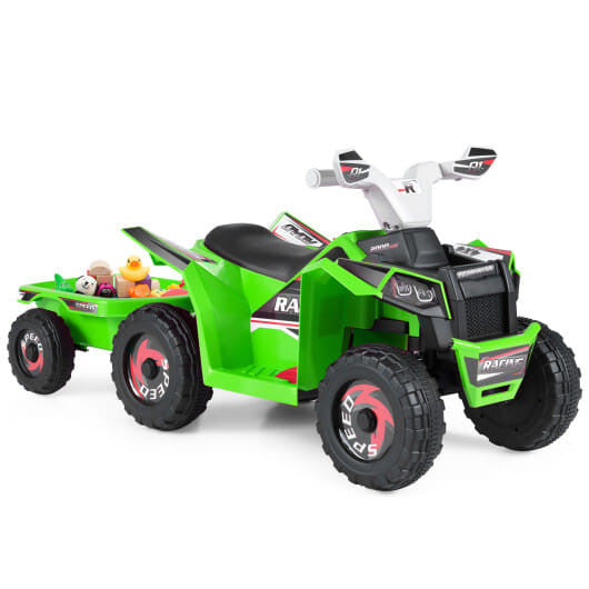6V Kinder Elektrische ATV Quad Car mit abnehmbarem Anhänger-Weiß