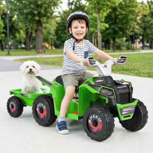 6V Kinder Elektrische ATV Quad Car mit abnehmbarem Anhänger-Weiß