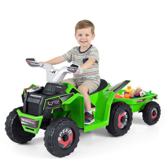 6V Kinder Elektrische ATV Quad Car mit abnehmbarem Anhänger-Weiß