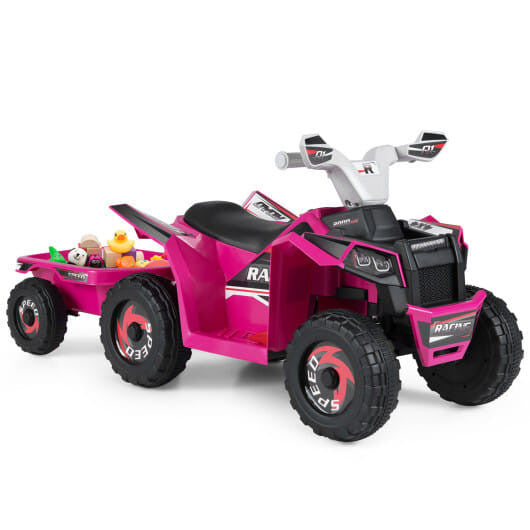 6V Kinder Elektrische ATV Quad Car mit abnehmbarem Anhänger-Weiß