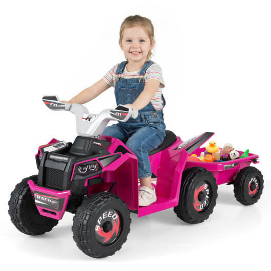 6V Kinder Elektrische ATV Quad Car mit abnehmbarem Anhänger-Weiß