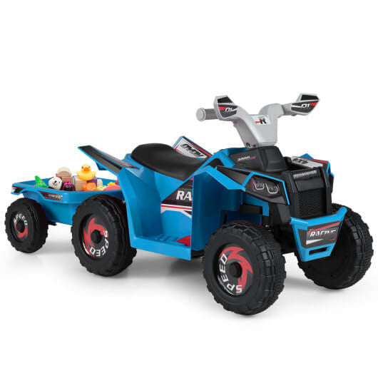 6V Kinder Elektrische ATV Quad Car mit abnehmbarem Anhänger-Weiß