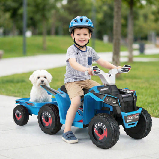 6V Kinder Elektrische ATV Quad Car mit abnehmbarem Anhänger-Weiß