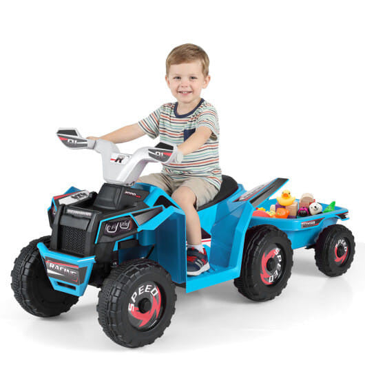6V Kinder Elektrische ATV Quad Car mit abnehmbarem Anhänger-Weiß