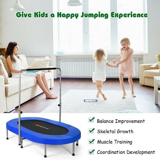 2-Person Foldable Mini Kids Fitness Rebounder Trampoline-Blue