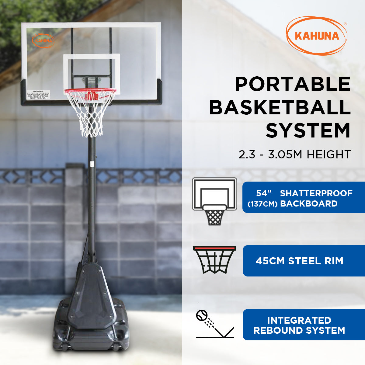 NNEDSZ Tragbares Basketballkorbsystem 2,3 bis 3,05 m für Kinder und Erwachsene