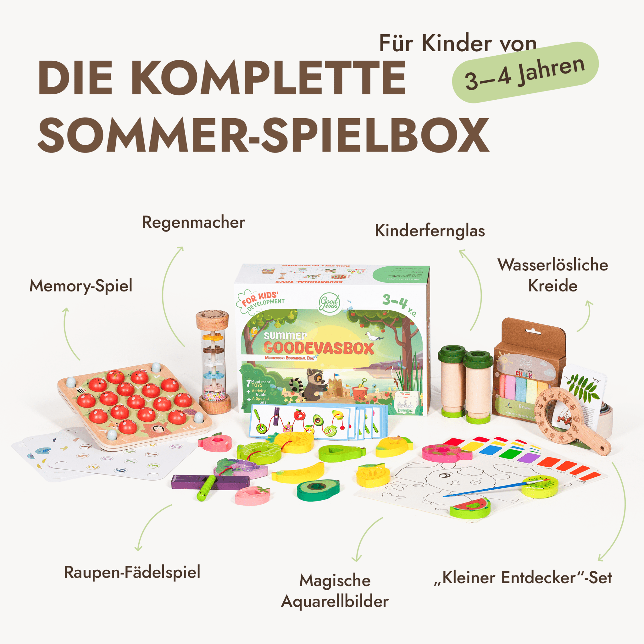 Sommer-Spielset für Kleinkinder (3–4 Jahre) — GoodevasBox